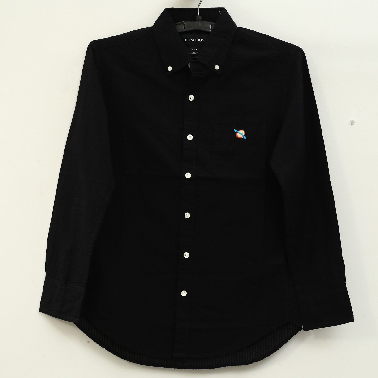 Bonobos Seersucker Buttondown Men's Shirt Slim Fit Short Black Cotton Xs 287748